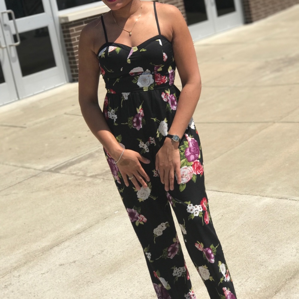 Black satin jumpsuit